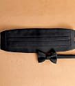 Pre-tied Black Grosgrain Bow Tie and Cummerbund Set