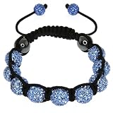 Fully Iced Out Hip Hop Pave Light Blue Disco Ball Adjustable Bracelet