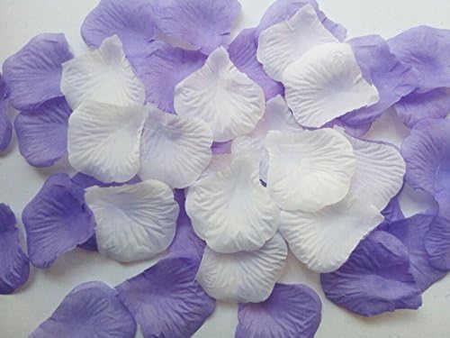 Decortive Polyester Silk Rose Petals Artificial Flowers Wedding Party Aisle Show Window Banquet Ceremony Floor Decor Bed Table Scatters Confetti 2000pcs 20packs Lavender Purple Mix White