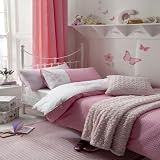 GIRLS PINK BUTTERFLY DOUBLE QUILT COVER DUVET SET
