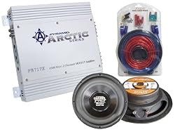 Pyramid Super Amplifier/Speaker Package for Car/Truck/SUV --- PB717X 1000w 2 Channel Bridgeable MOSFET Amplifier + "Two" PW1086X 10-Inch High Power 800w Subwoofers + 1000w 20 ft. Amplifier Installation Wiring Kit