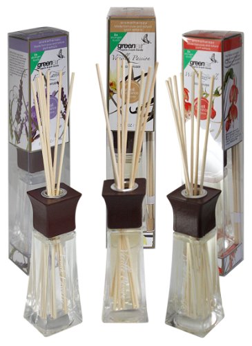 Greenair All Natural Earth Friendly Reed Diffuser Set of 3, Honeysuckle, Jasmine and Lavender, 6.6-Ounce