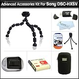 Advanced Accessories Kit For Sony DSC-HX5V Digital Camera Includes Extended Replacement (1400 maH) NP-FG1 Battery + A/c D/c Travel Charger + USB 2.0 Card Reader + Hard Case + 7" Flexible Spider Tripod + Screen Protectors + More