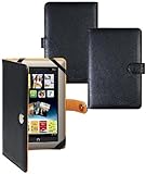 CrazyOnDigital Slim Folio Leather Case with Screen Protector For Barnes and Noble Nook Tablet eReader (Black). CrazyOnDigital Retail Package