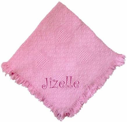 Jizelle Girl Embroidered Embroidered Cotton Woven Pink Baby Blanket
