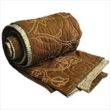Silk Coverlet in Coffee / Ocean blue Size: King