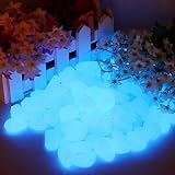 Roto - 100pcs of Decorative Gravel for Your Fantastic Garden or Yard Glow in the Dark Pebbles Stones for Walkway Blue