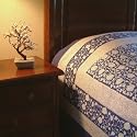 Midnight Lotus ~ Blue Asian Style Oriental Floral Bedspread