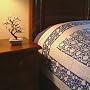 Midnight Lotus ~ Blue Asian Style Oriental Floral King Bedspread