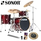 Sonor Session Maple Transparent Red 3-Piece Drum Kit - Sabian Radia Cup Chime Included with Purchase