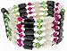 Jewelry : Magnetic Wrap Necklace/Bracelet - Green and Fushia with Pearls 36 Inches in Length