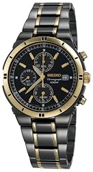 Seiko Men's SNAA30 Alarm Chronograph Black Ion Watch