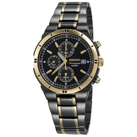 Seiko Men's Alarm Chronograph Black Ion Watch #SNAA30