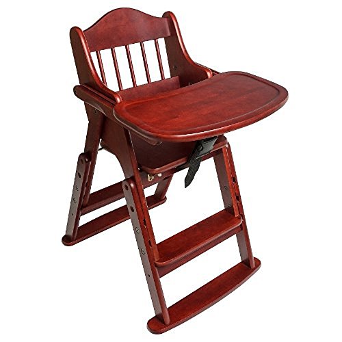 Best Deal Safetots Folding Wooden High Chair Red Wood Top Nursery