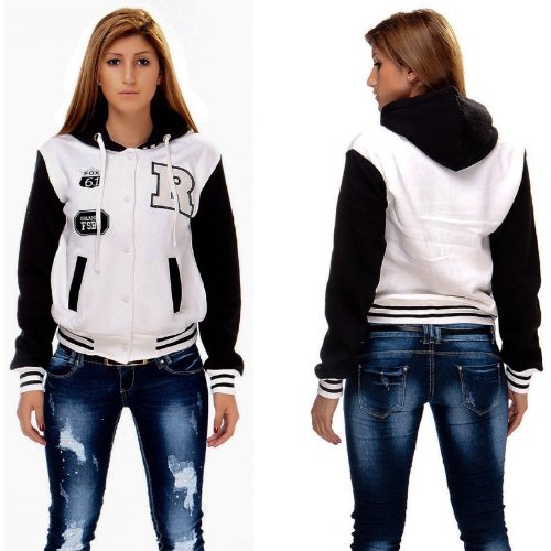 Damen College Jacke mit Kapuze