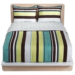 Contemporary Home Comforter - Teal Stripe