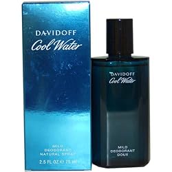 Cool Water By Davidoff For Men. Mild Deodorant Spray 2.5 Ounces