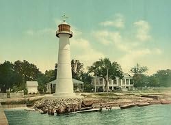 Biloxi Light in Mississippi, ca. 1901 - Exceptional Print of a Vintage Photochrom Image from the Library of Congress Collection