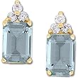 14K Yellow Gold Sky Blue Topaz and Diamond Earrings