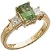 14K Yellow Gold Lemon Grass Chatham Created Emerald and Diamond Ring