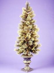 5' Pre-Lit Carolina Pine Potted Entrance Artificial Christmas Tree -Clear Lights