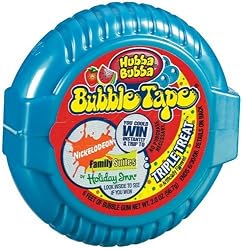 Hubba Bubba Bubble Gum Tape, Triple Treat, 6-Foot Tapes (Pack of 24)