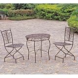 International Caravan Victoria 3 PC Iron Cafe Bistro Set in Bronze