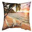 Sunset Sailboat Beach Indoor/Outdoor Weather Resistant Fabric Pillows (Set of two 20 inch)