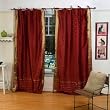 Indo Rust Tie Top Sari Sheer Curtain (43 in. x 84 in.)