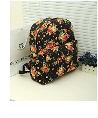 Generic Women Girl Lady Vintage Cute Flower School Book Campus Bag Backpack Rucksack (Black)