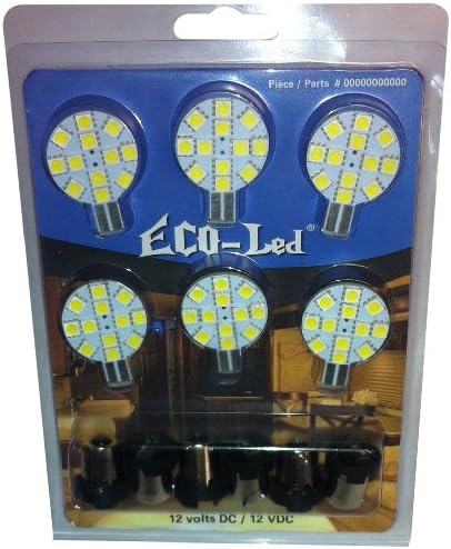 Value-Pack of Six (6) 2-in-1 (Universal) Eco-LED Warm White LED Bulb, each with 12 SMD 5050 & Side T10 & BA15S Connectors(WBU-WW12M6)