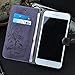 CORNMI i5 Case Premium Vintage Flip Wallet Leather Magnetic Closure Foldable Kickstand Cover Skin for i5 / 5S / SE with Card Slots, Cash Compartment and Wrist Strap - Purple