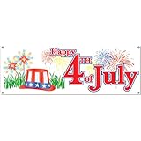 Happy 4th Of July Sign Banner Party Accessory (1 count) (1/Pkg)
