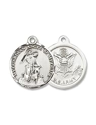 Sterling Silver Guardian Angel/Army Pendant Stainless Silver Heavy Curb Chain