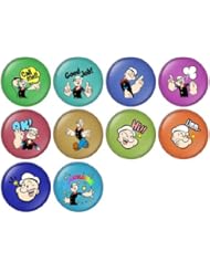 Single Detail Page Misc: Popeye Set 1 Pinback Buttons Badges/Pin 1 Inch (25mm) Set of 10 New - Thailand