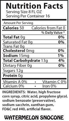 Snow Cone &amp; Shave Ice Syrup 32oz RTU (Watermelon)