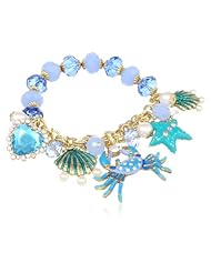Betsey Johnson "Jewels of the Sea" Crab Multi-Charm Half Stretch Bracelet, 7.5"