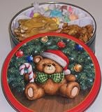 Scott's Cakes Taffy, Peanut and Pretzel Brittle, and Sassy Peanut Combo in a Christmas Teddy Bear Tin