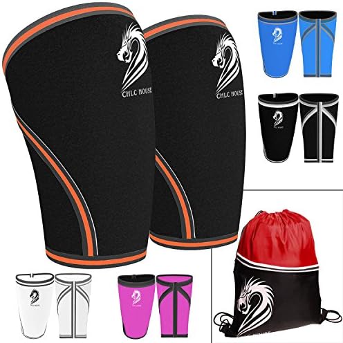 CHLC HOUSE Knee Sleeves (1 Pair) Free Gym Bag - Squat Knee Support &amp; Compression for Powerlifting, Olympic Weightlifting, Crossfit, Bodybuilding - 7mm Neoprene - For Men &amp; Women - S Orange