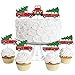 Merry Little Christmas Tree - Dessert Cupcake Toppers - Red Truck and Car Christmas Party Clear Treat Picks - Set of 24