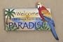 Tropical Parrot Wall Plaque Resin ~ Welcome It's Always 5 O'clock in Paradise