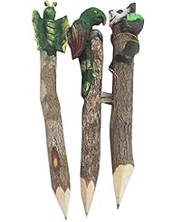 Office Product: Branch Twig 1 SET = (3 Pcs) FANCY PENCIL TOP HEAD WITH ANIMALS IDEAS SMALL GIFT FOR FRIENDS AND CHILDREN - Fancy Pencil