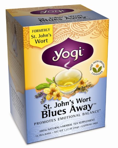 Yogi St. John's Wort Blues Away, Herbal Tea Supplement, 16-Count Tea Bags (Pack of 6)