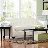 KRISTYNA SOFA LOVESEAT SET WHITE LEATHER ACCENT PILLOWS