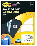 Post-it (R) Super Sticky Name Badge Labels, 2.3 x 3.3 Inches, White, 160 Name Badges (2800-M)