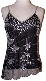 Sequin Silver Beaded Butterfly Tank Top