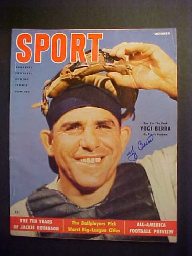 Yogi Berra New York Yankees Autographed October 1955 Sport Magazine