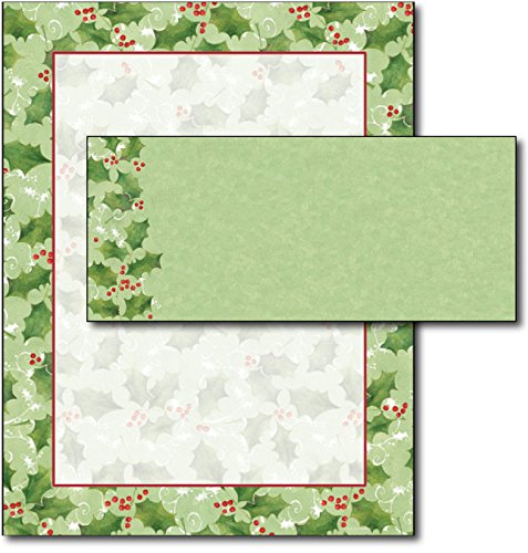 Jolly Holly Letterhead & Envelopes - 40 Sets