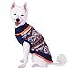 Blueberry Pet Nordic Pattern Inspired Fair Isle Navy Blue Snowflakes Dog Sweater, Back Length 14