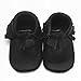 Sayoyo Baby Black Tassels Soft Sole Leather Infant Toddler Prewalker Shoes